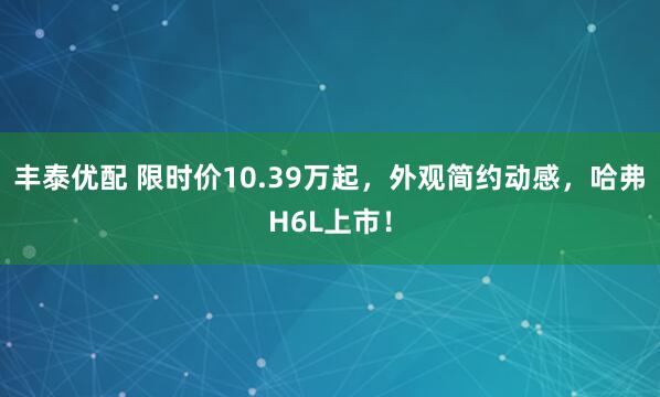 丰泰优配 限时价10.39万起，外观简约动感，哈弗H6L上市！